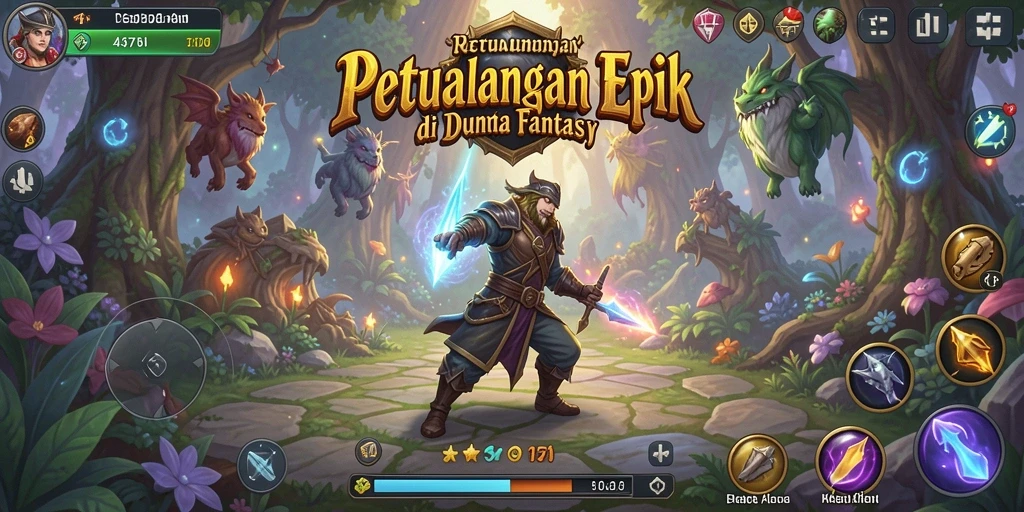 Tampilan gameplay yang mendebarkan di dunia fantastis 47F.