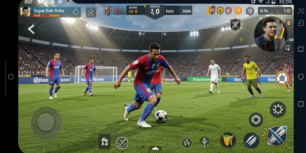 Screenshot gameplay 8ID yang menampilkan aksi sepak bola menegangkan.