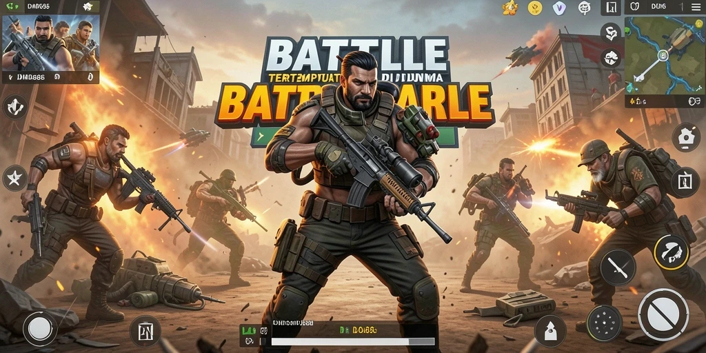 Screenshot DMD686 menampilkan pertarungan intens dalam game Battle Royale.