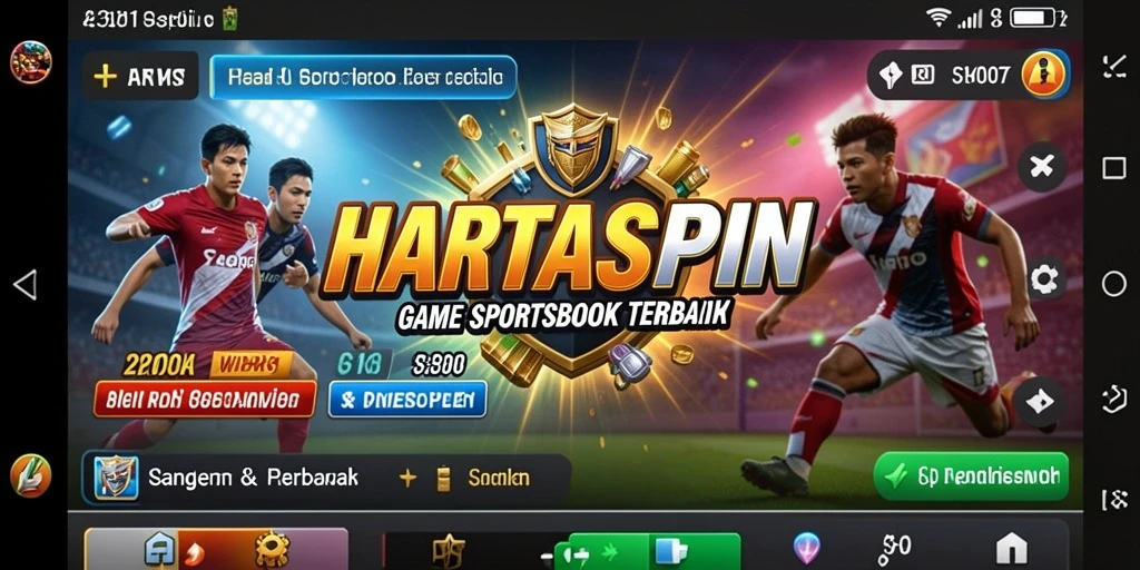Screenshot HARTASPIN menampilkan antarmuka taruhan olahraga yang interaktif.