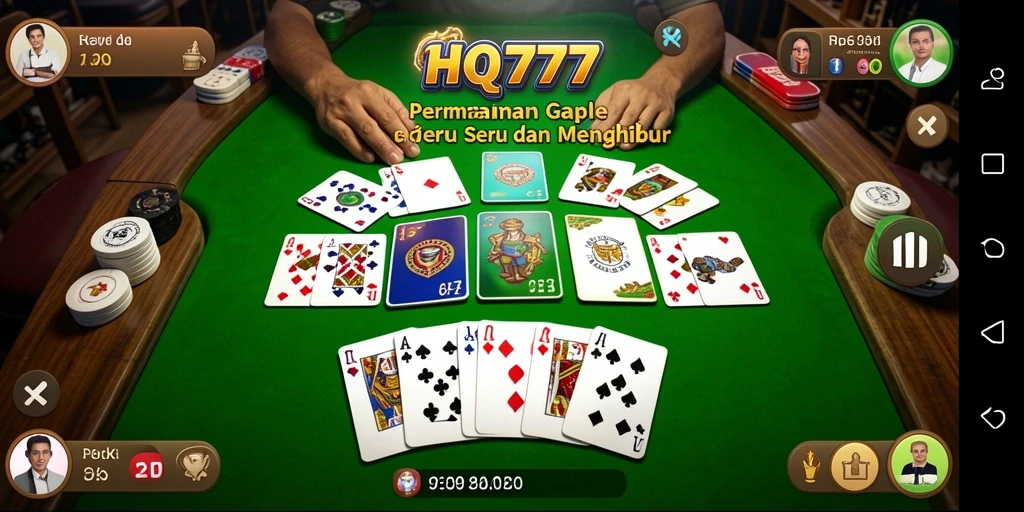 Screenshot gameplay HQ777 yang menunjukkan momen seru permainan Gaple.