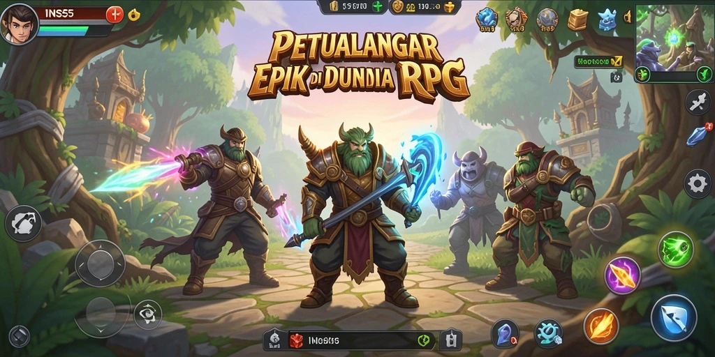 Tangkapan layar INS55 menampilkan aksi seru dalam pertempuran RPG.