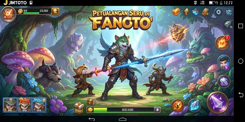 Screenshot utama JMTOTO menunjukkan pemain dalam aksi di lingkungan yang penuh petualangan.