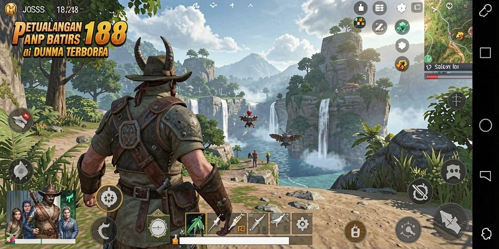 Screenshot menunjukkan pemain menjelajahi dunia terbuka JOSS188.