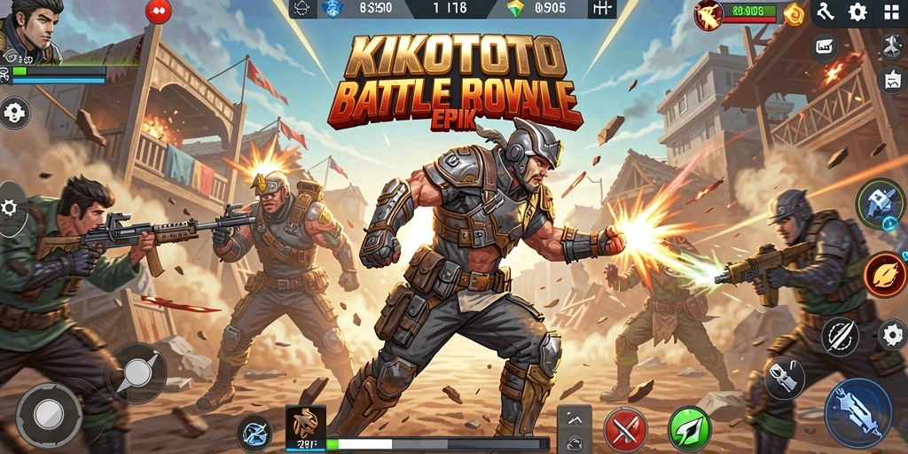 Screenshot gameplay KIKOTOTO menampilkan aksi seru dalam pertempuran Battle Royale.