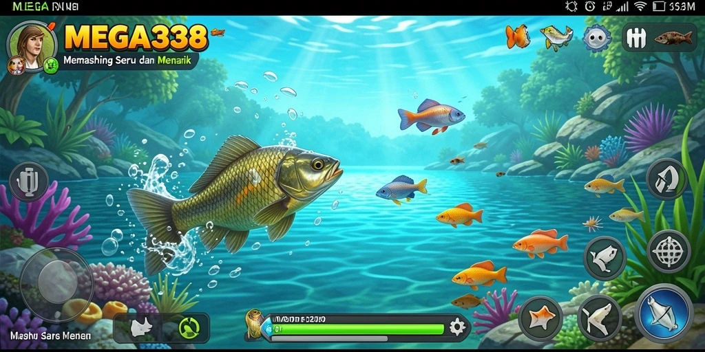 Tampilan gameplay MEGA338 yang menarik dengan suasana memancing yang realistis.
