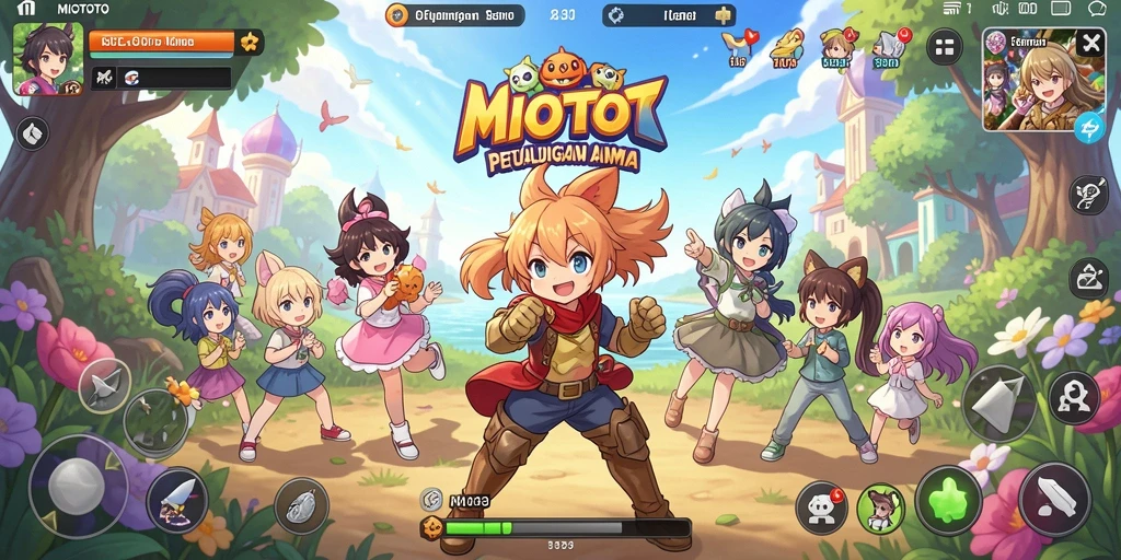 Tampilan aksi seru dalam gameplay MIOTOTO yang penuh warna.