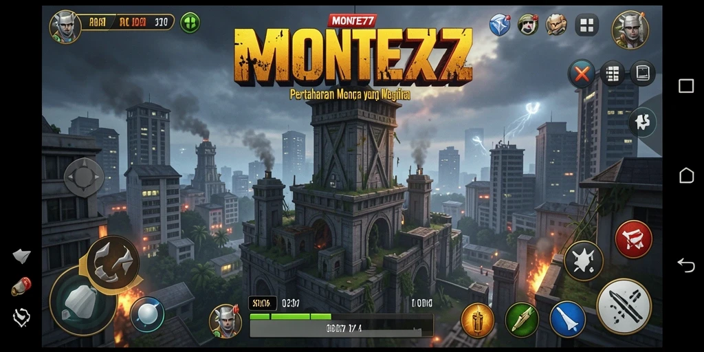 Gameplay seru dan menegangkan di MONTE77 Tower Defense.