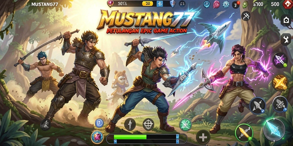Screenshot MUSTANG77 menampilkan pertarungan seru dalam gameplay Action.