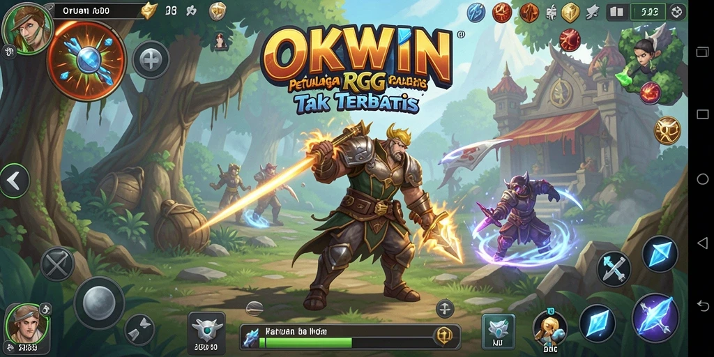 Tampilan gameplay OKWIN yang seru dan penuh aksi RPG.