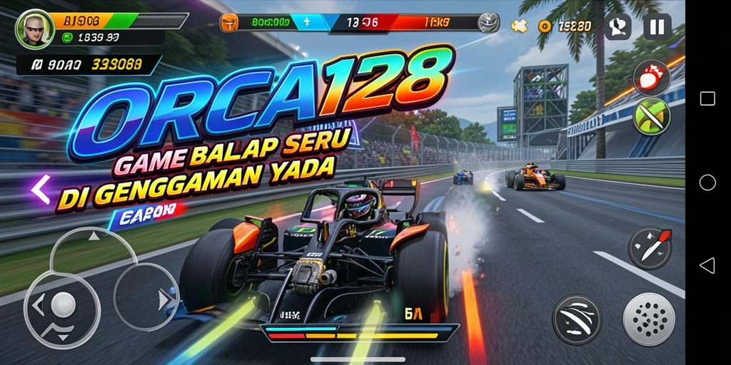 Gameplay ORCA128 menampilkan balapan menegangkan dan mobil yang memukau.