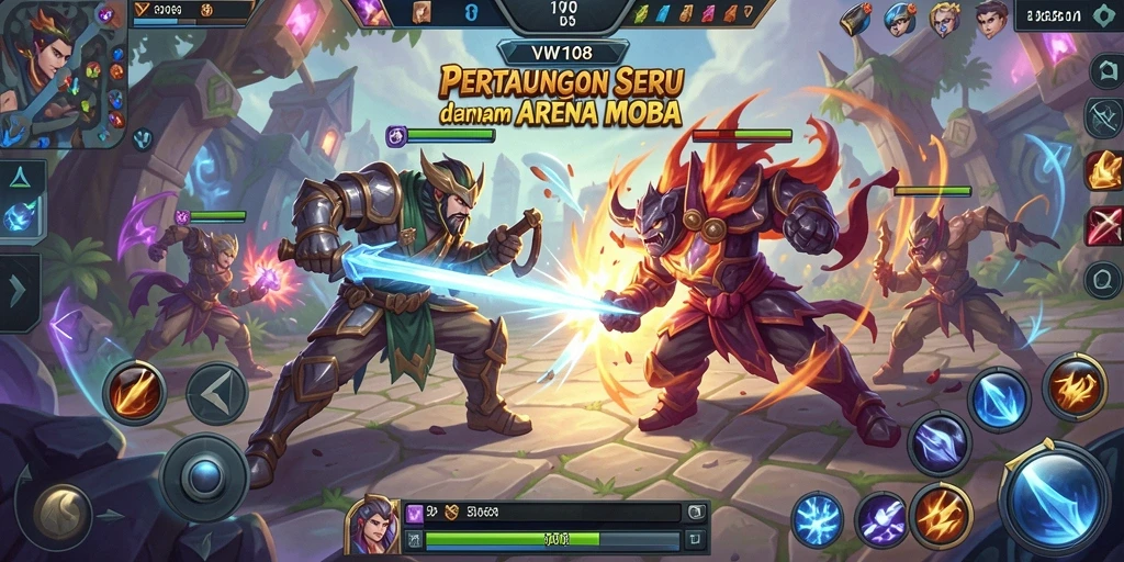 Tampilan gameplay seru dalam VW108 dengan pertarungan strategis antar karakter.