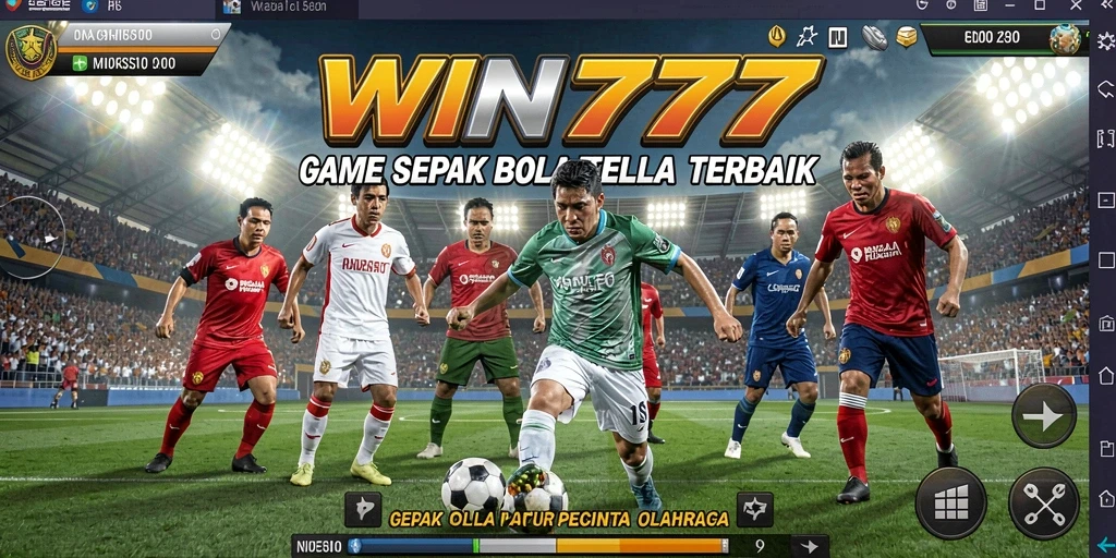 Tangkapan layar gameplay WIN777 menampilkan aksi sepak bola yang mendebarkan.